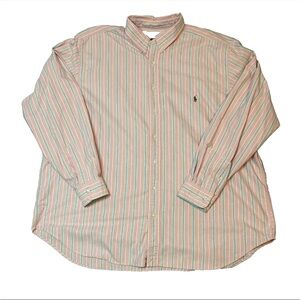 Ralph Lauren Classic Fit Linen 2XB Button Up Long Sleeve Pink Green Quiet Luxury